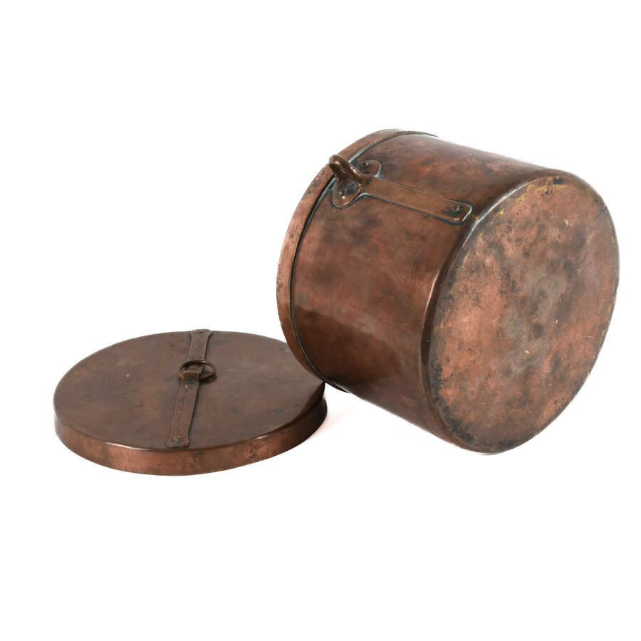 Antique Large French Hand-Forged Copper Pot with Lid-10