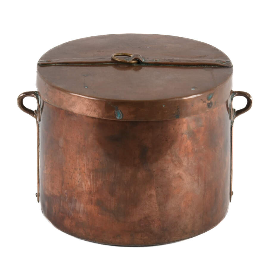 Antique Large French Hand-Forged Copper Pot with Lid-3