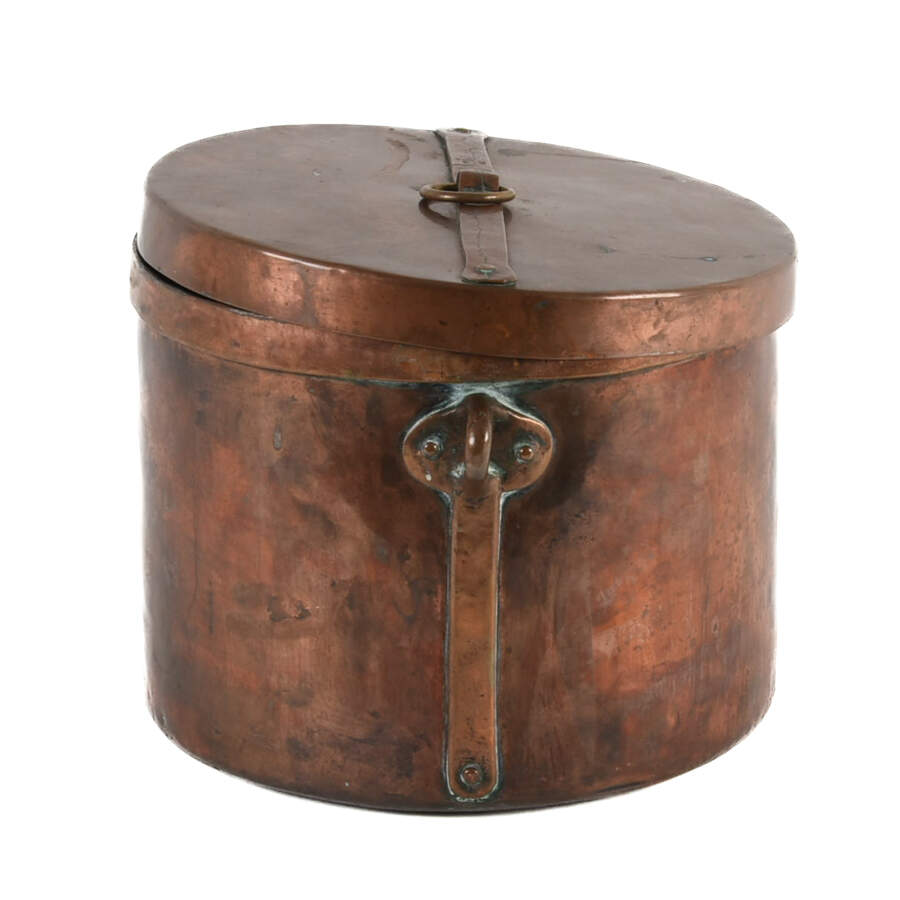 Antique Large French Hand-Forged Copper Pot with Lid-2