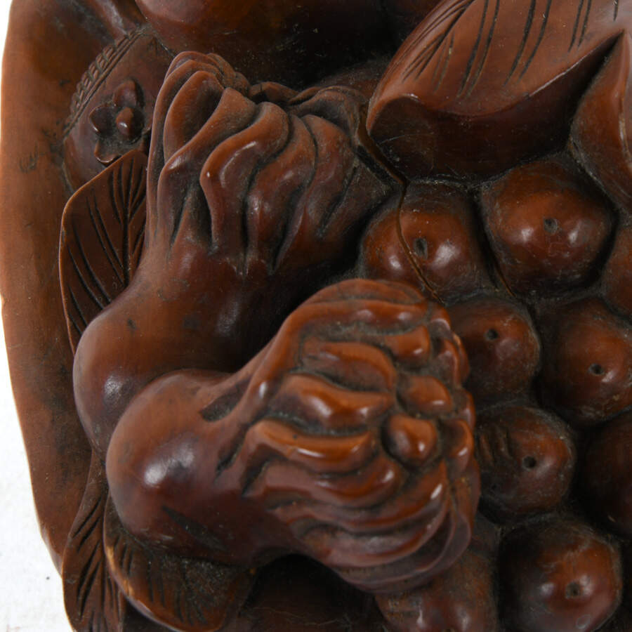 Pair of Hand-Carved Wooden Fruit and Foilage Sculptures-8