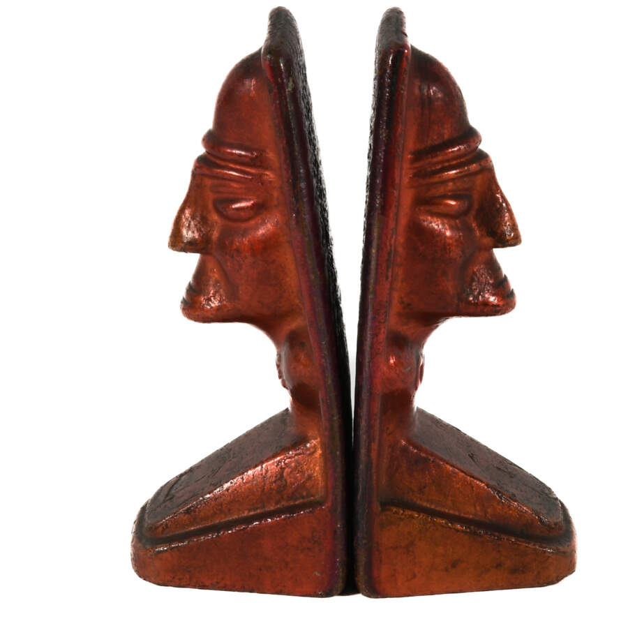 Pair of Metal Indigenous Painted Bookends-3