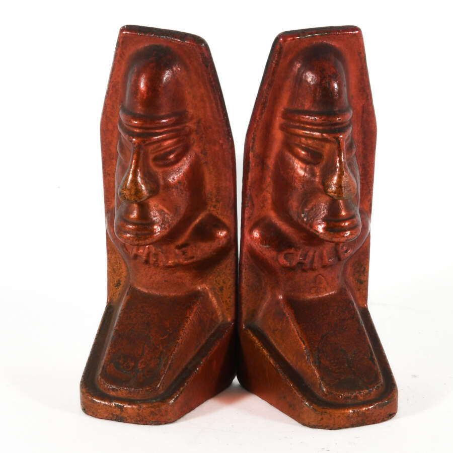 Pair of Metal Indigenous Painted Bookends-2
