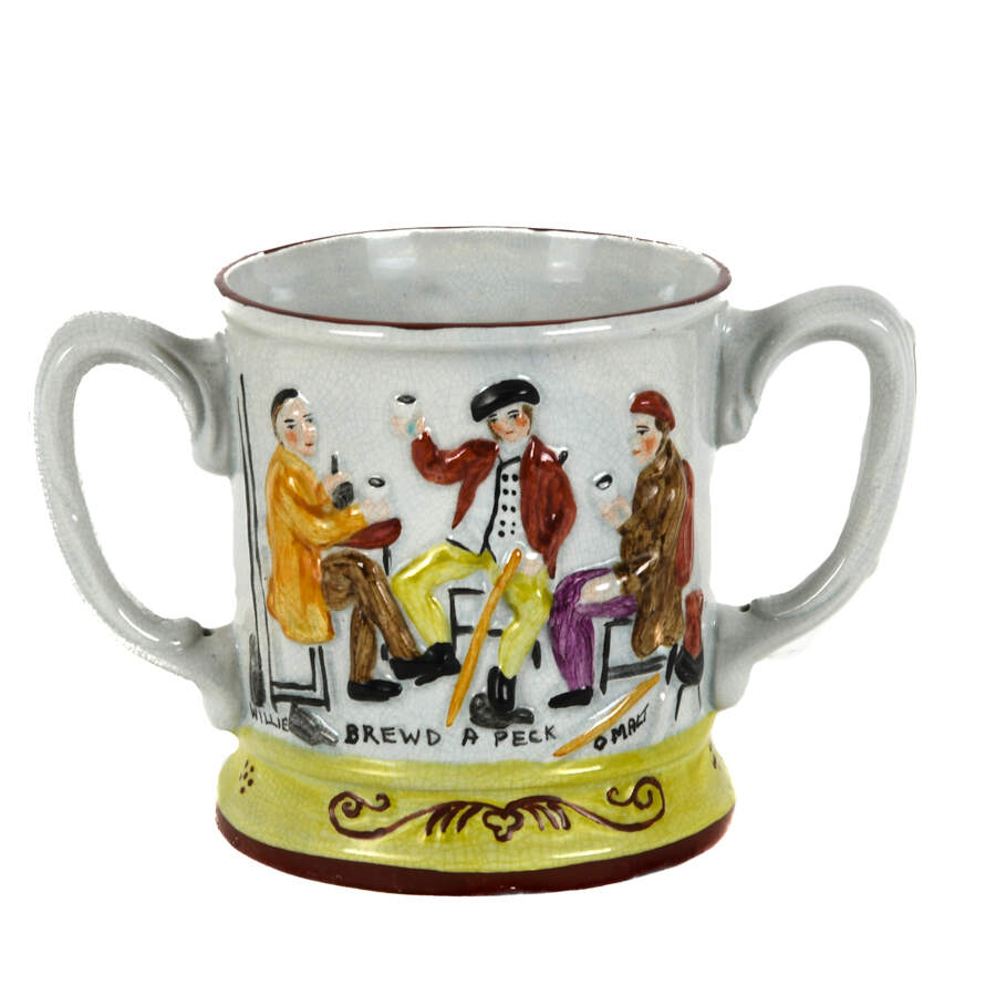 Antique Double-Handled Tavern Scene Frog Surprise Mug-3