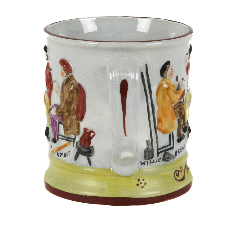 Antique Double-Handled Tavern Scene Frog Surprise Mug-2