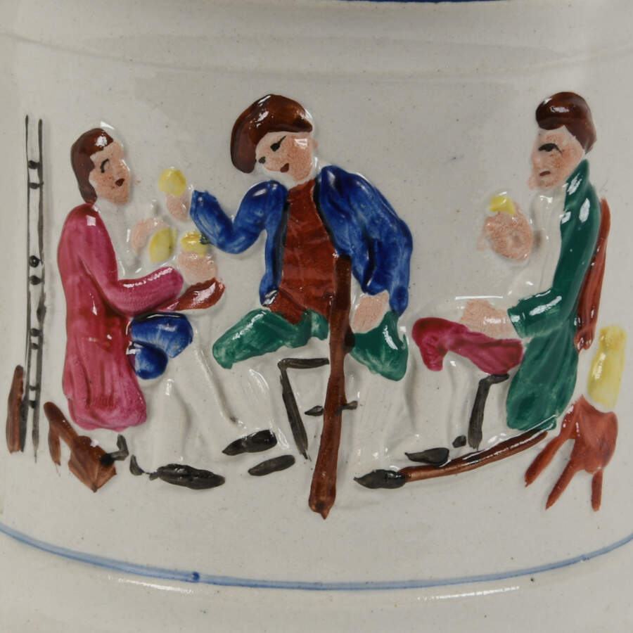 Antique Staffordshire Single-Handle Tavern Scene Surprise Mug-5