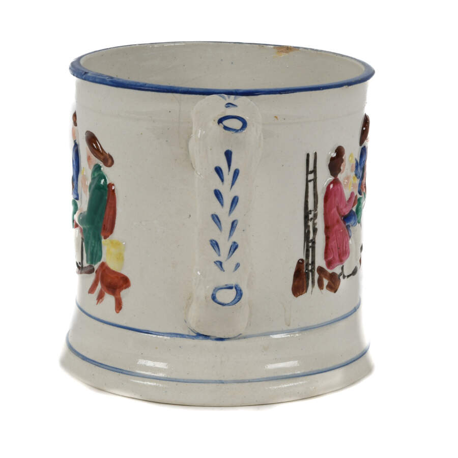 Antique Staffordshire Single-Handle Tavern Scene Surprise Mug-4