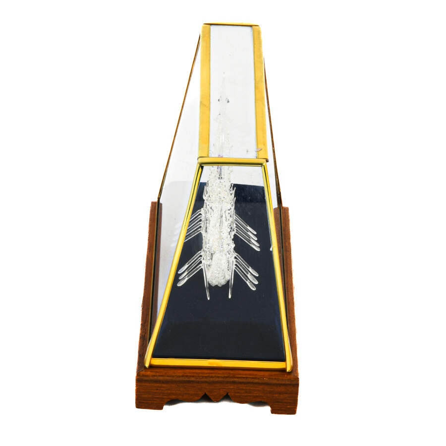 Chinese Spun Glass Royal Dragon Boat in Blue Lined Case-2