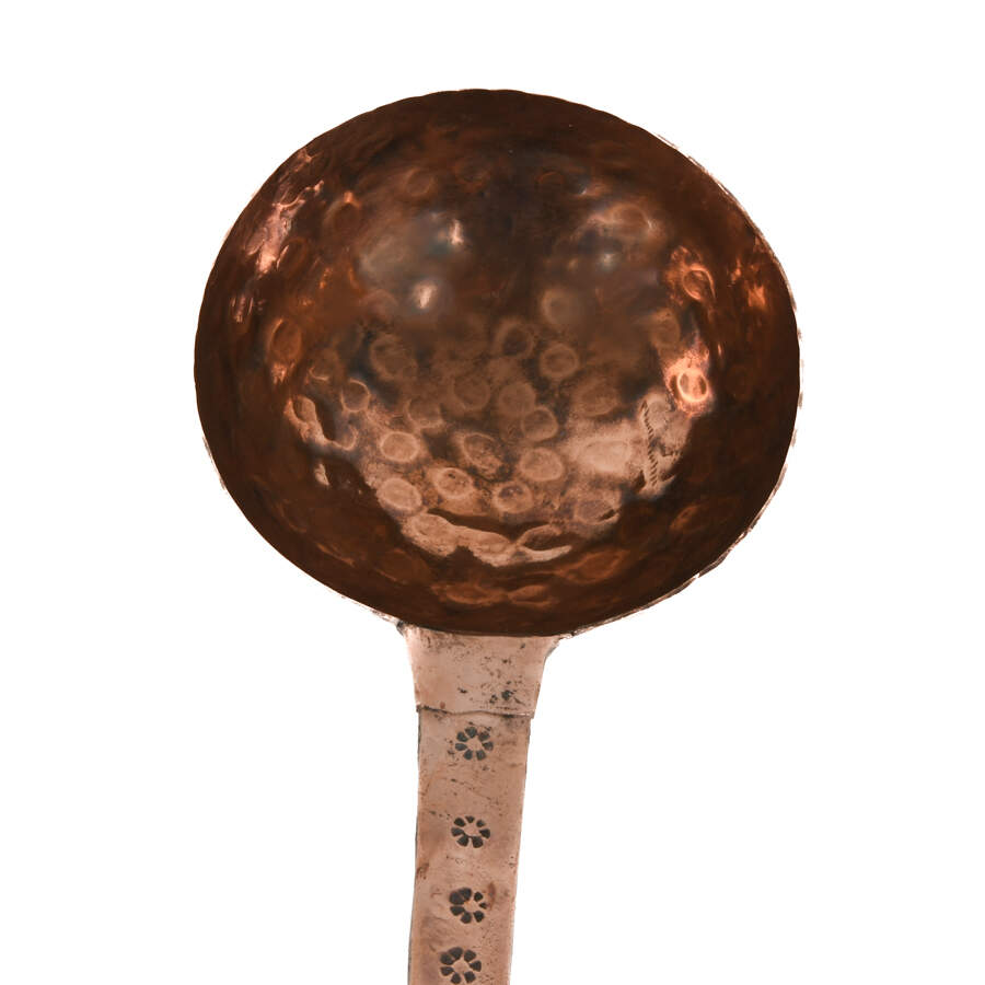 Antique Oversized Copper Dovetail Handle Spoon-4
