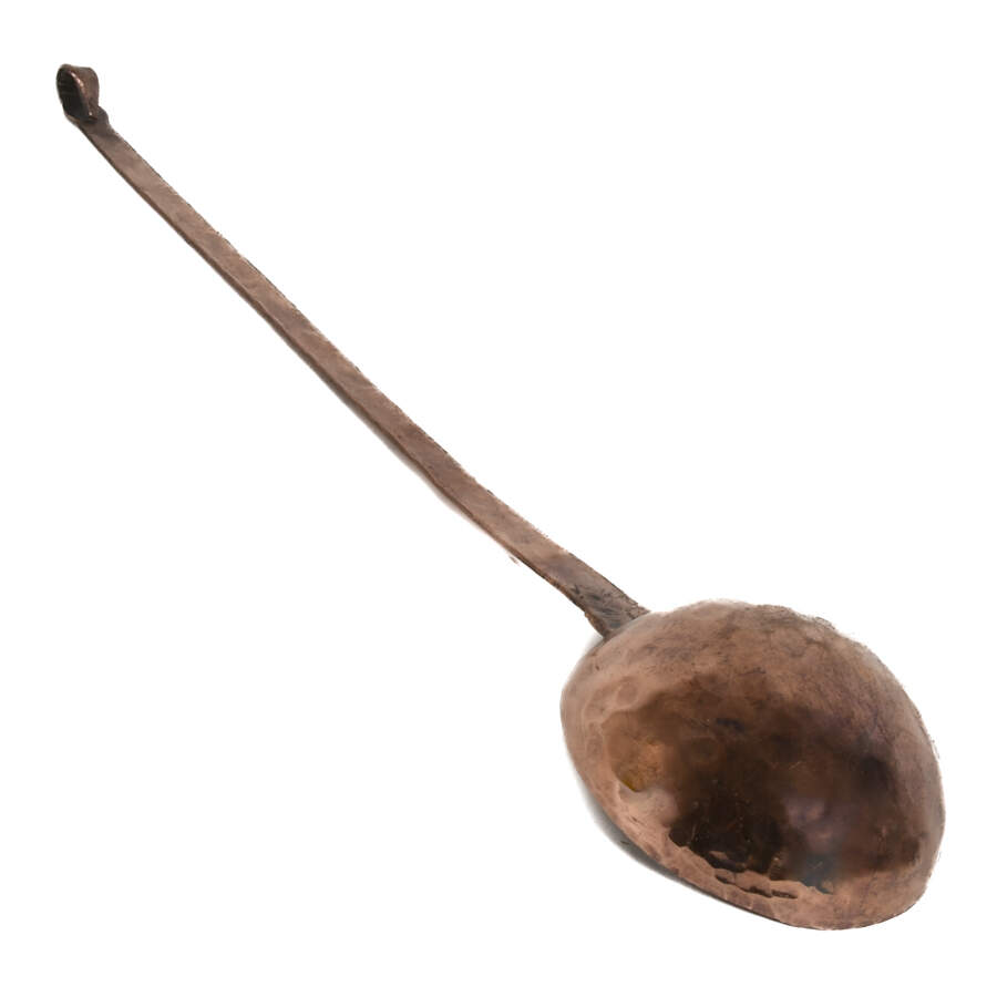 Antique Oversized Copper Dovetail Handle Spoon-2