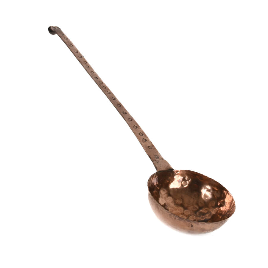 Antique Oversized Copper Dovetail Handle Spoon-1