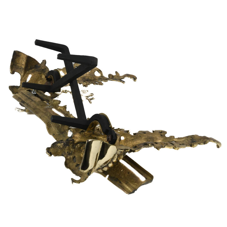 Antique French Pair Brass Classical Footed Andirons-6
