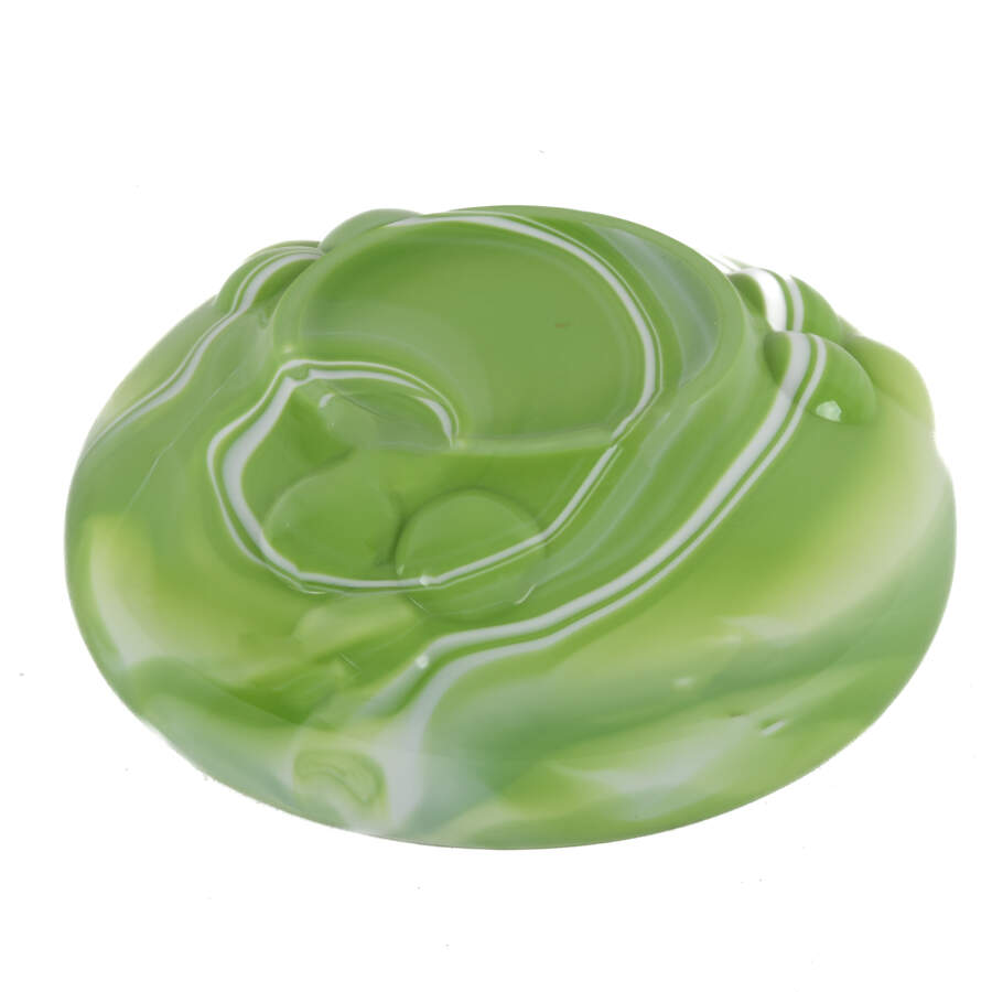 Green Custard Swirl Slag Glass Center Bowl-7