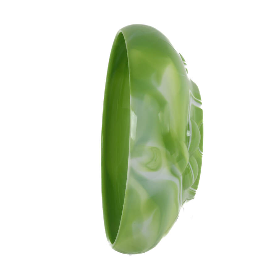 Green Custard Swirl Slag Glass Center Bowl-6