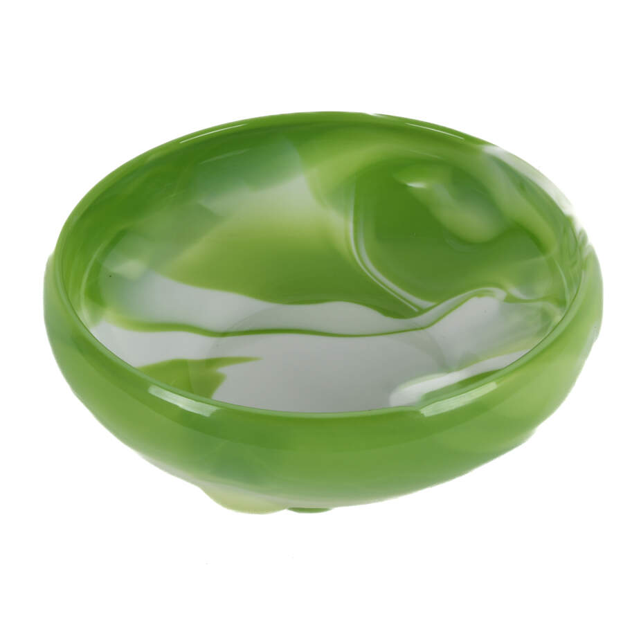 Green Custard Swirl Slag Glass Center Bowl-3