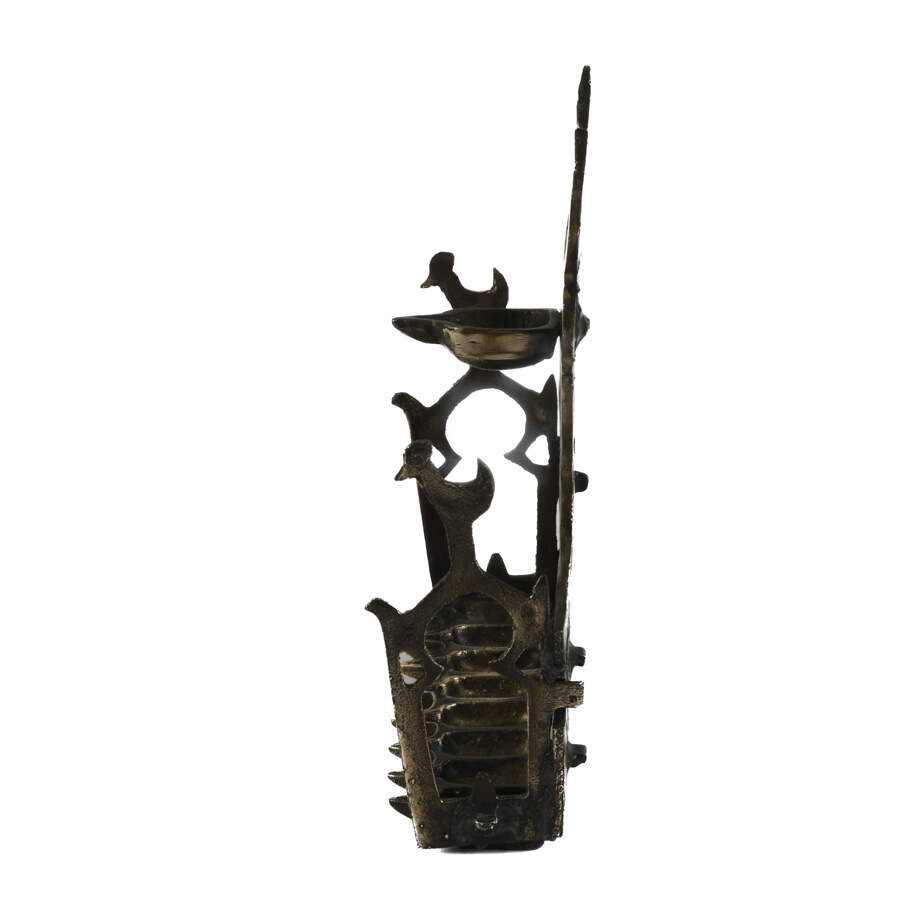 Antique Judaica Wall Menorah Oil Lamp-2