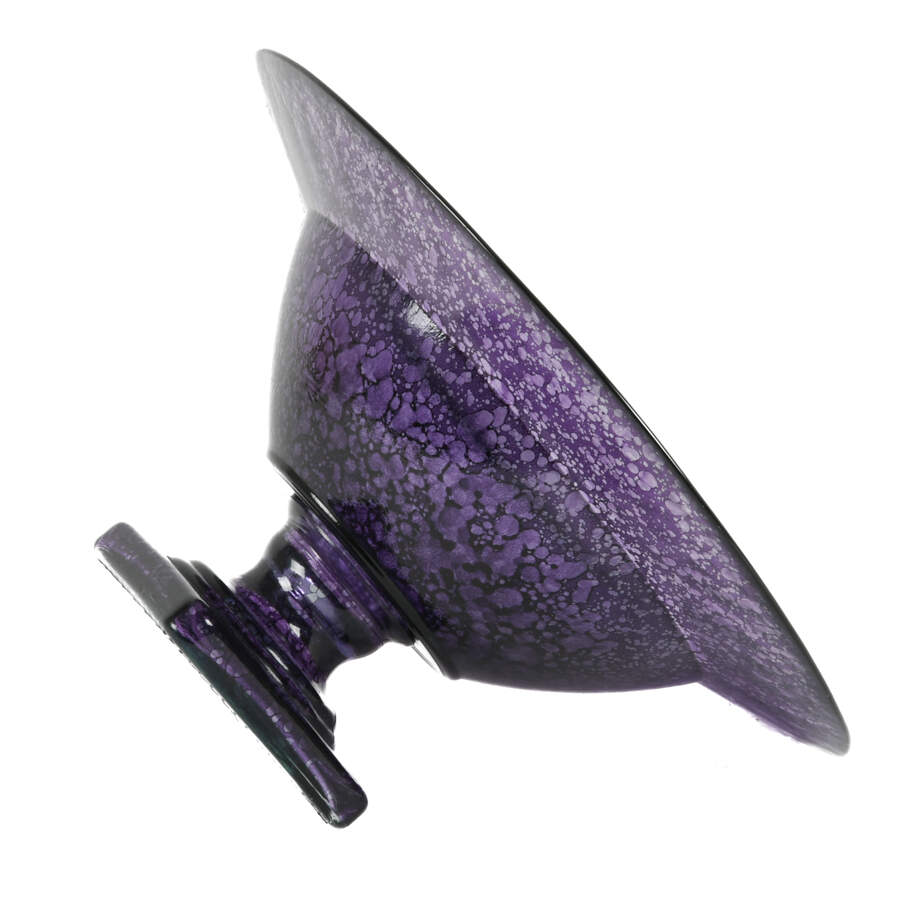Art Glass Purple Pedestal Center Bowl-6