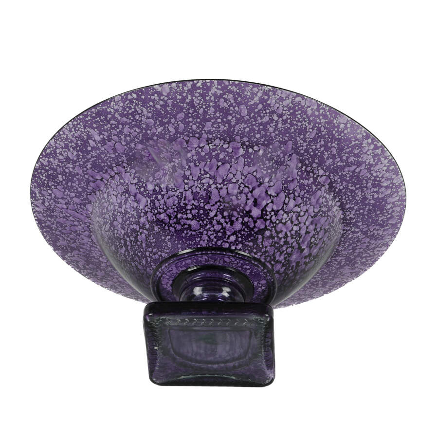 Art Glass Purple Pedestal Center Bowl-5
