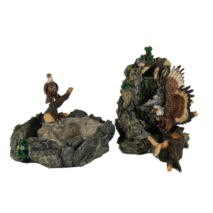 Resin Rocky Outcrop Bald Eagle Sculpture-9