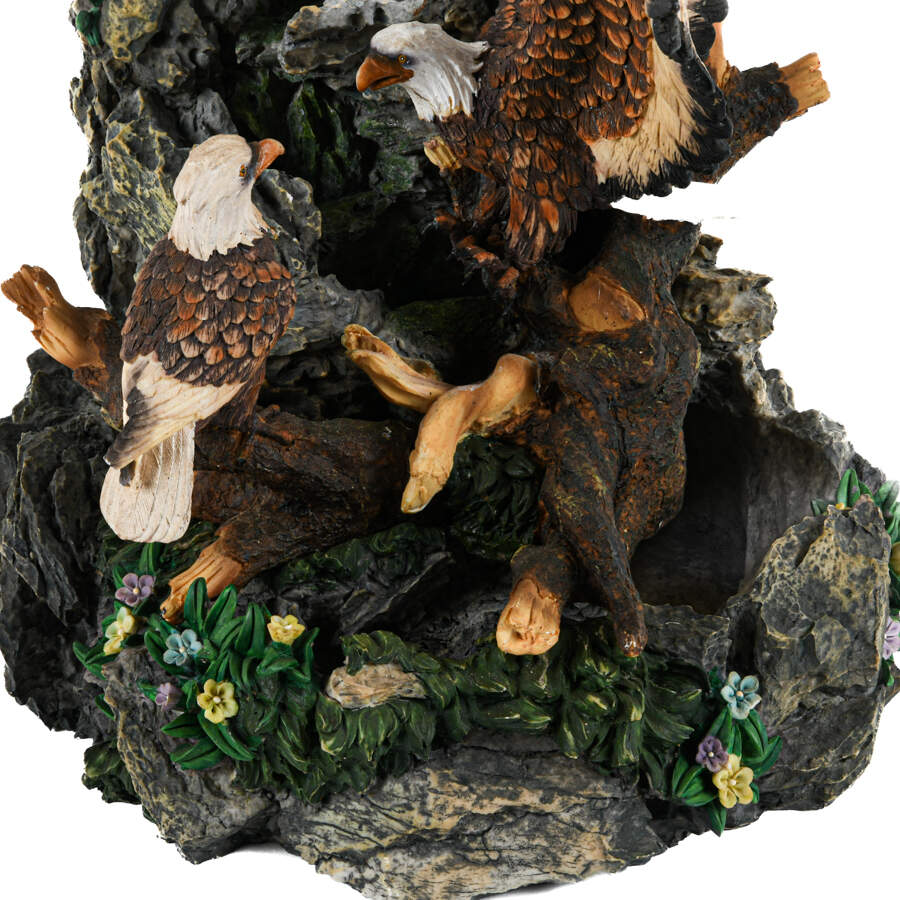 Resin Rocky Outcrop Bald Eagle Sculpture-8