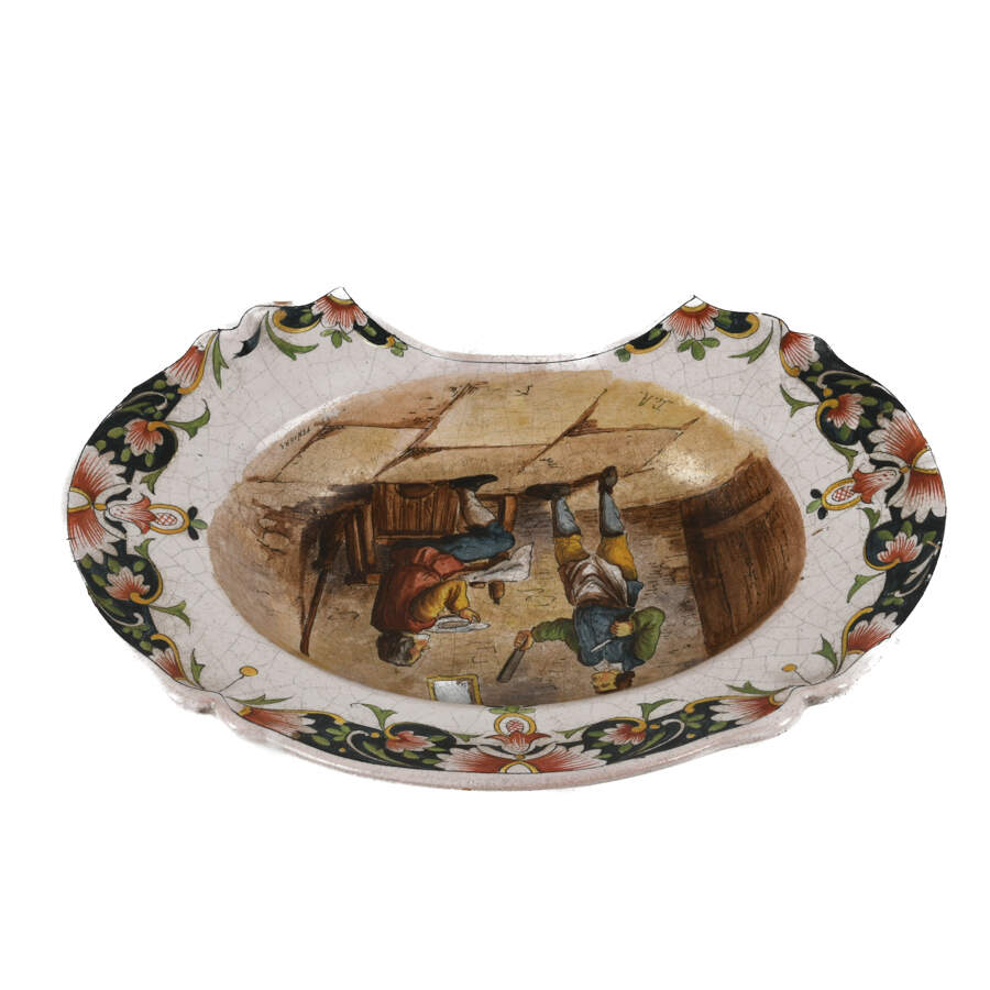 Antique French Rouen Faience Portrait Bowl-4