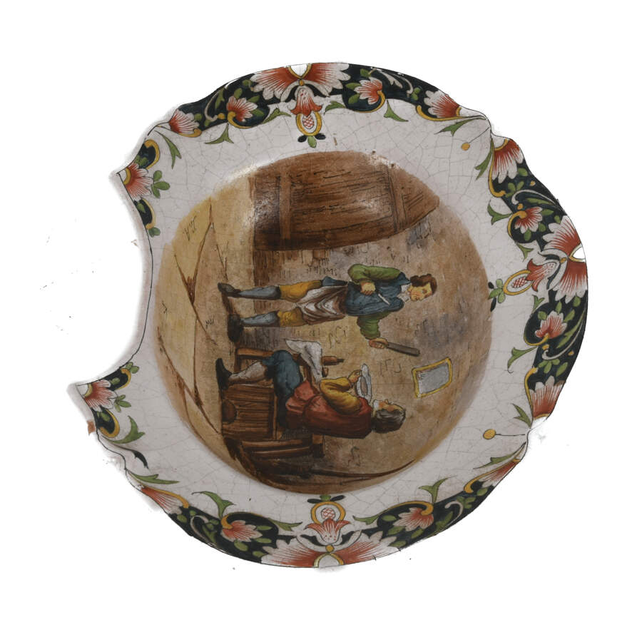 Antique French Rouen Faience Portrait Bowl-3