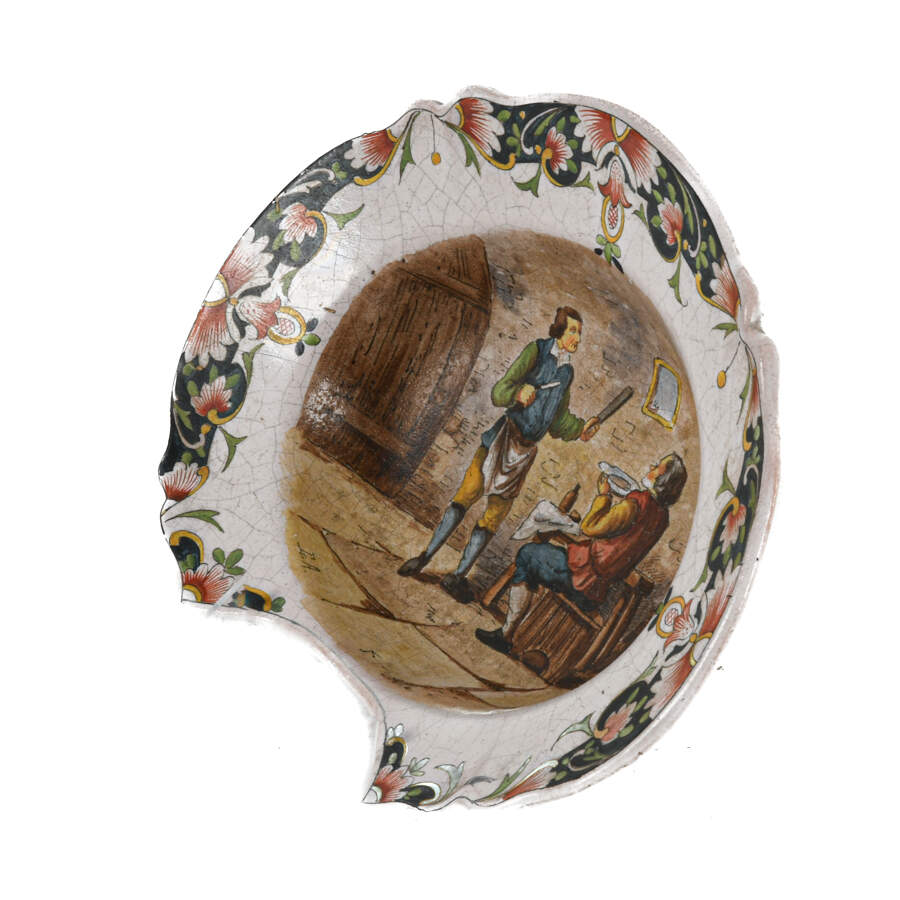Antique French Rouen Faience Portrait Bowl-2