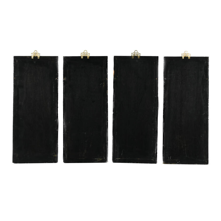 Set of Four Chinese Black Lacquer Mother of Pearl Wall Panels-8