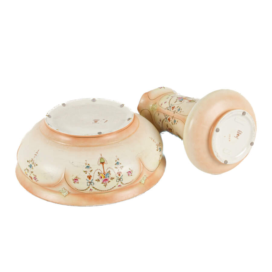 Antique Victorian Crown Devon Wash Basin Set-9