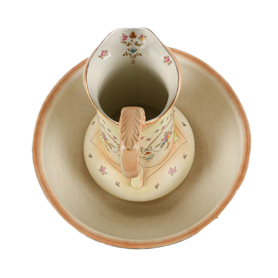 Antique Victorian Crown Devon Wash Basin Set-2