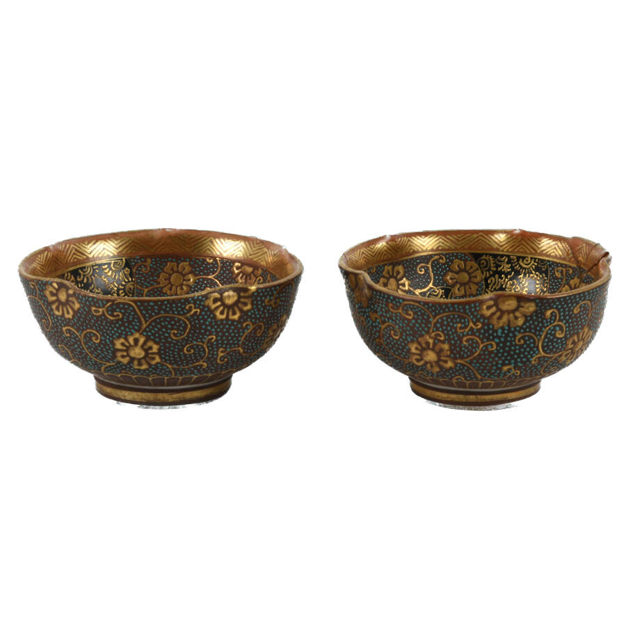 Antique Pair of Kutani Open Salts-1
