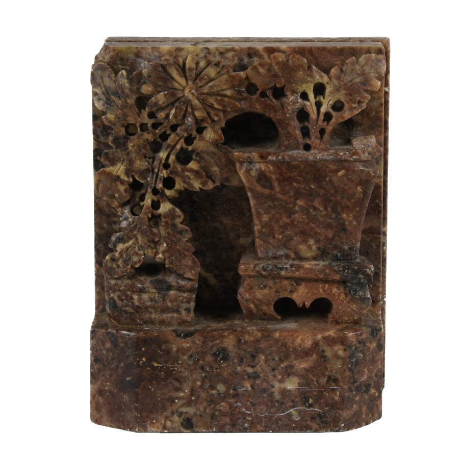 Chinese Carved Soapstone Bookends-4