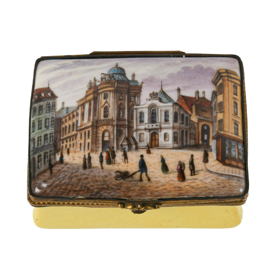 Antique Royal Vienna Hand-Painted Burq Theater Trinket Box-2