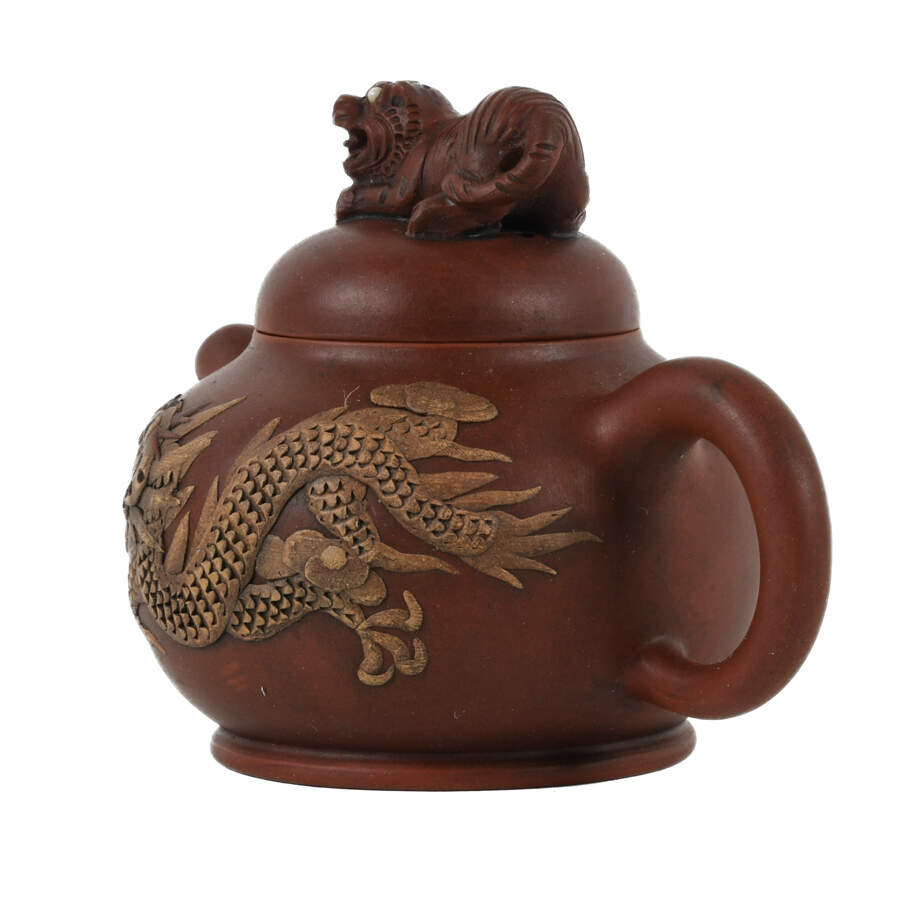 Chinese Yixing Clay Tiger and Dragon Teapot-4