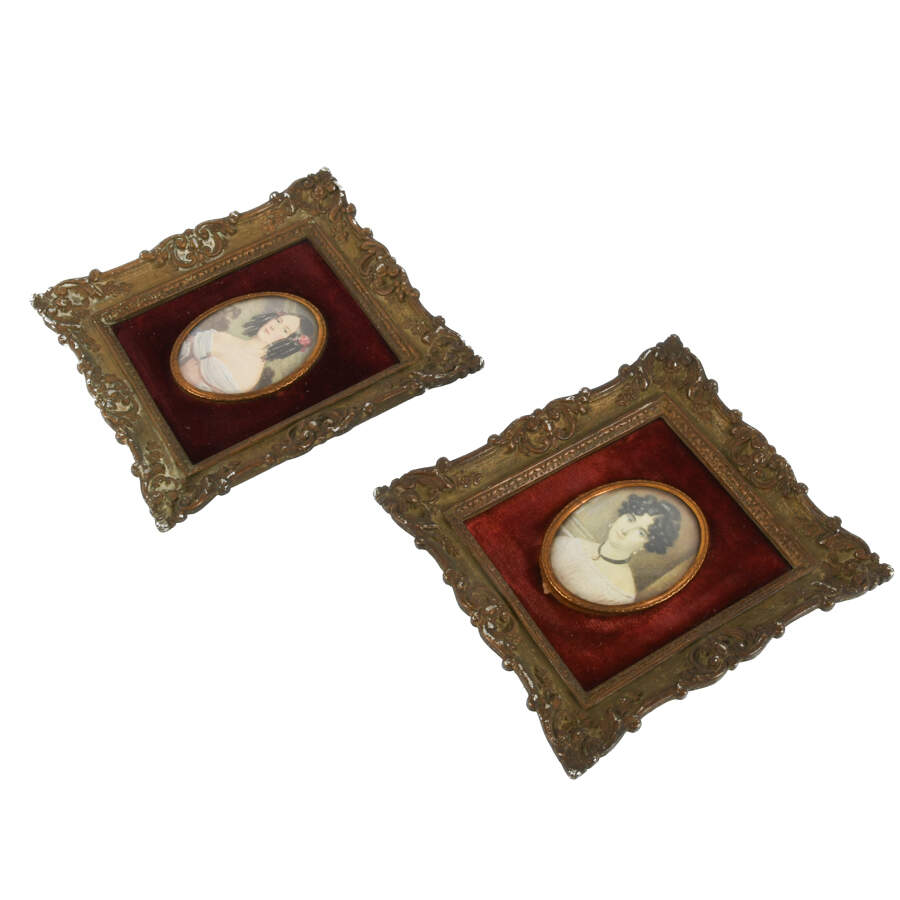 Pair of Framed Portrait Prints in Ornate Metal Frames-3