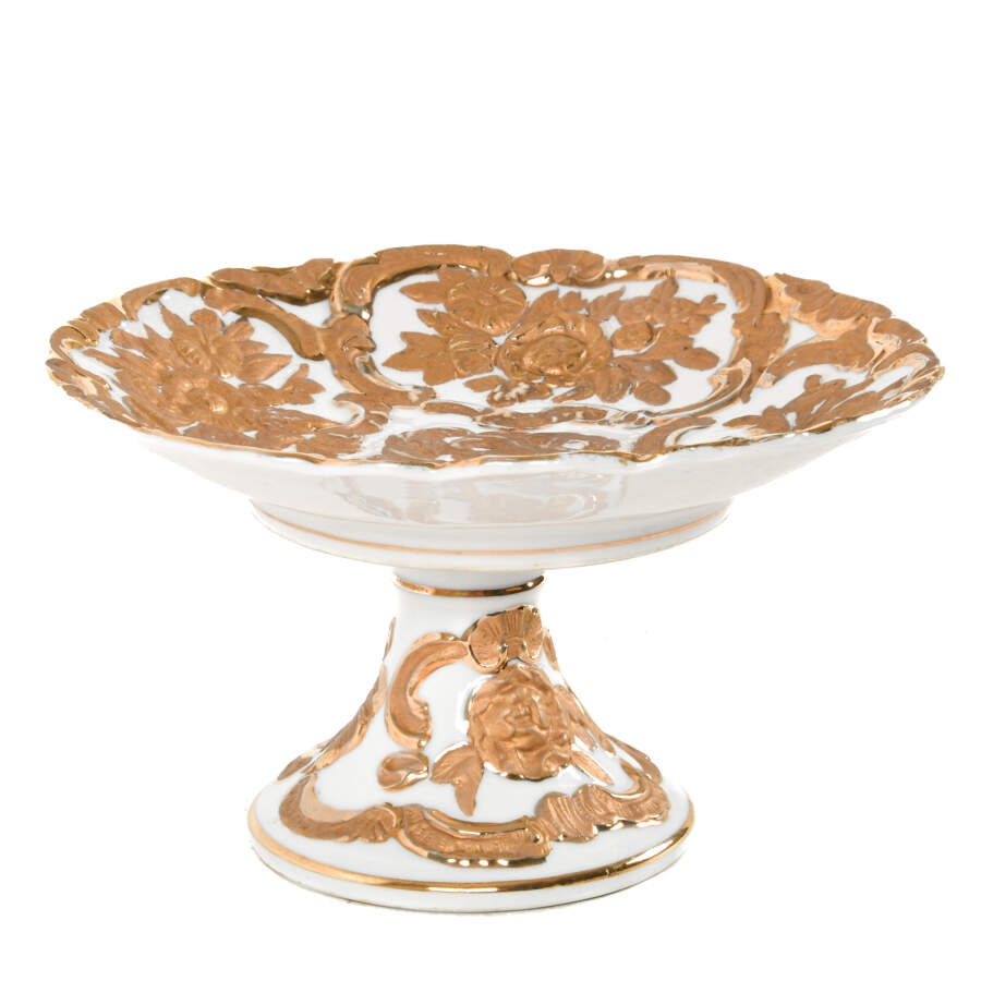 Charles Sadek Import Company Gold & White Cake Stand-2