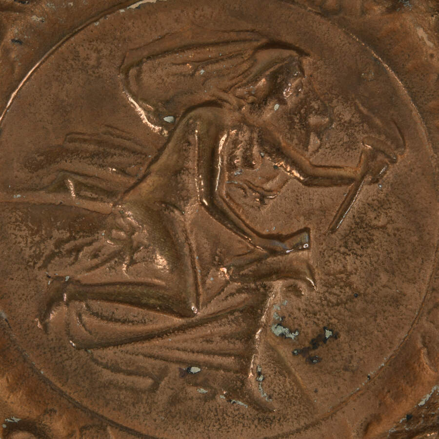 Brass Plate of Woman Running with a Flame-5