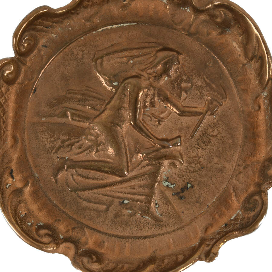 Brass Plate of Woman Running with a Flame-4