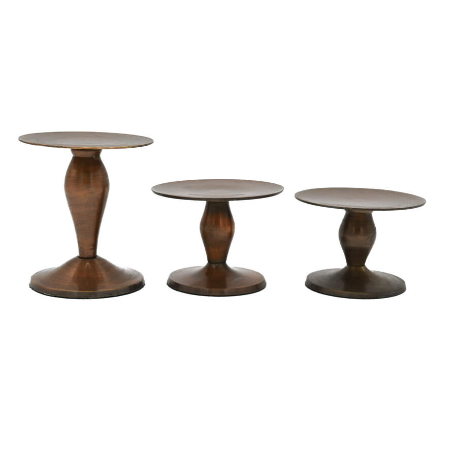 Set of 3 Bronzed Color Pedestal Stands-5
