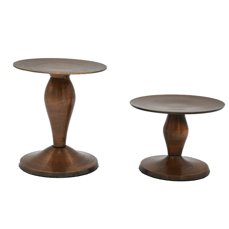 Set of 3 Bronzed Color Pedestal Stands-4