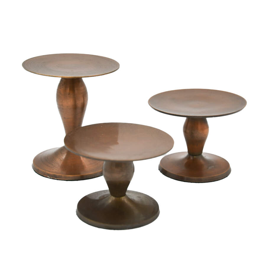 Set of 3 Bronzed Color Pedestal Stands-3
