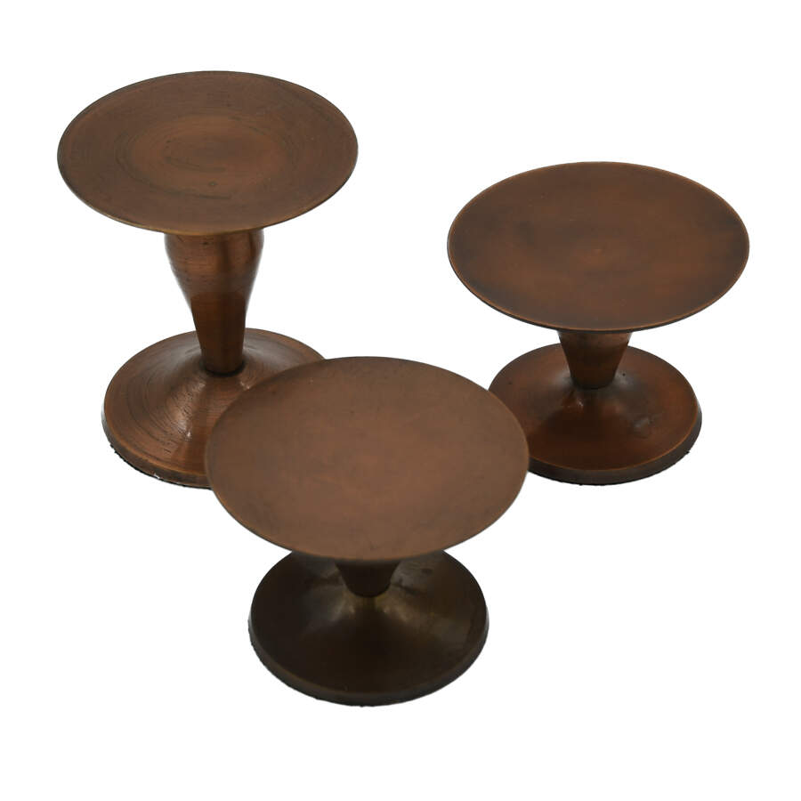Set of 3 Bronzed Color Pedestal Stands-2