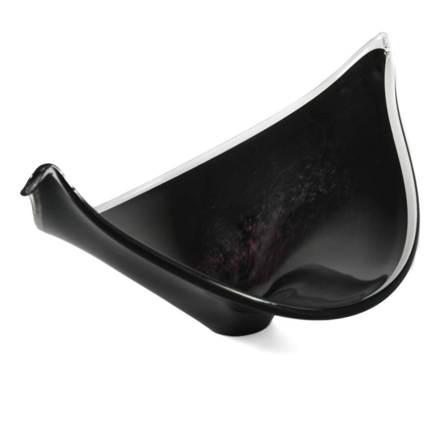 Hand Blown Art Glass Black and White Center Bowl-3