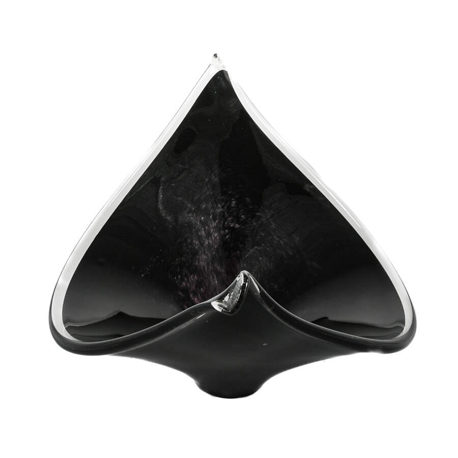 Hand Blown Art Glass Black and White Center Bowl-2