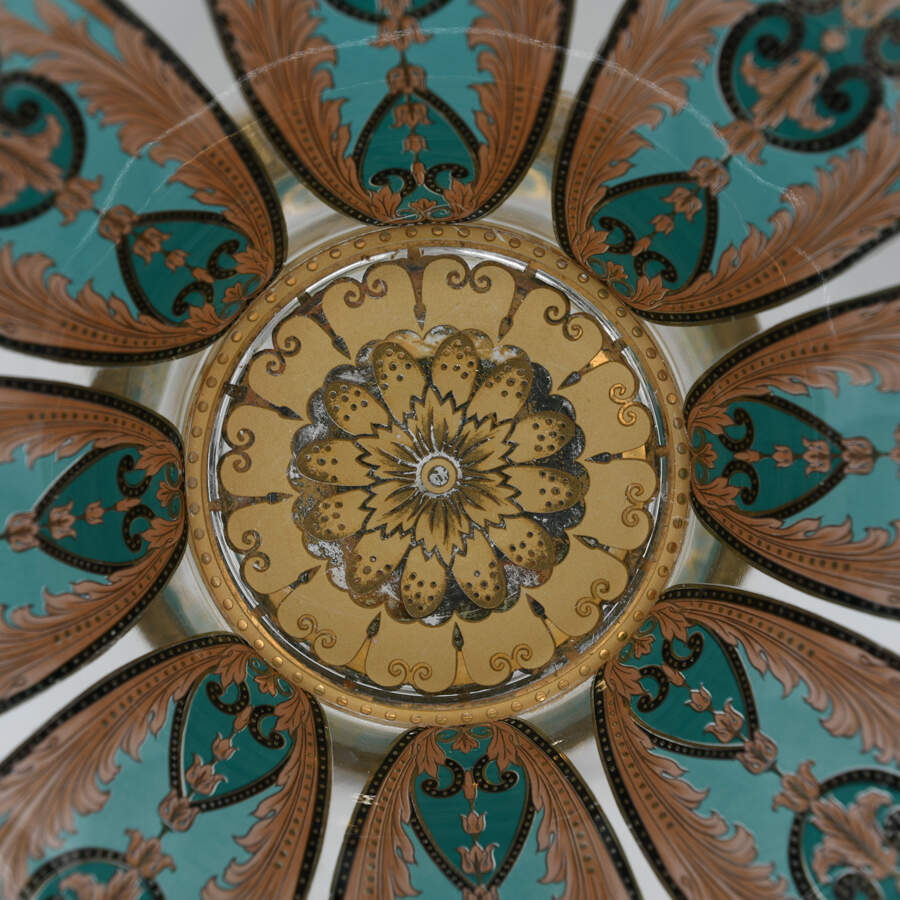 French Enamel Decorated Pedestal Center Bowl by J.P. Imberton-4