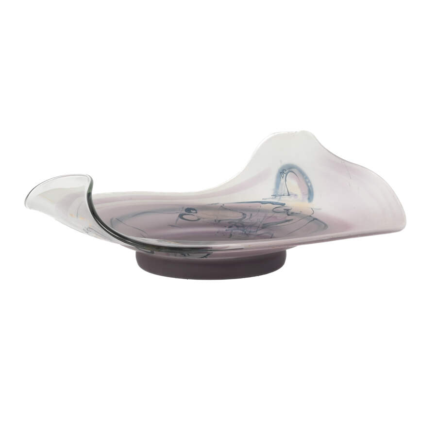 Blue and Pink Abstract Art Glass Bowl-4