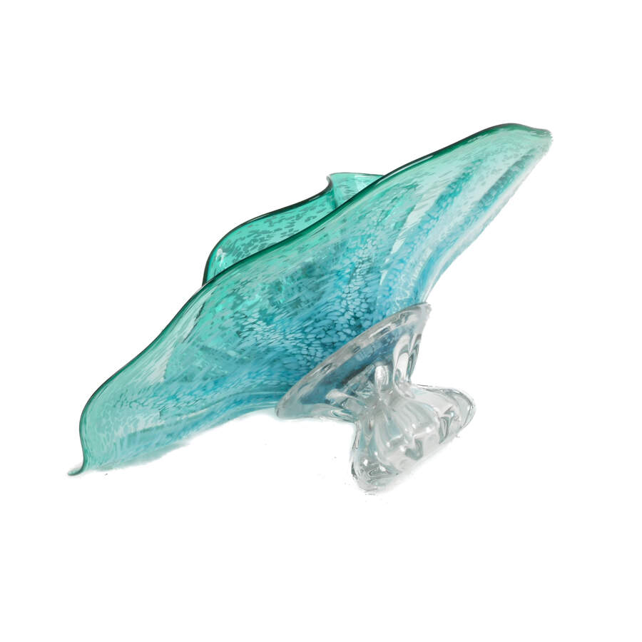 Viz Glass Studio Hand Blown Green Speckle Centerbowl-10