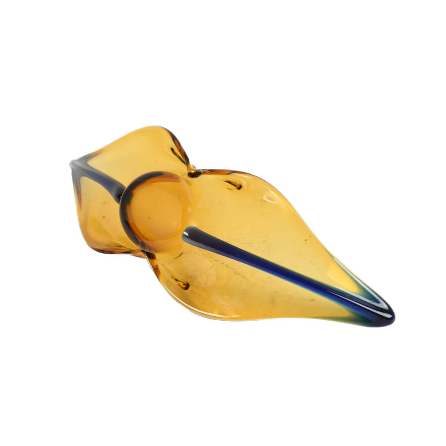 Italian Murano Yellow and Blue Art Glass Footed Bowl-5