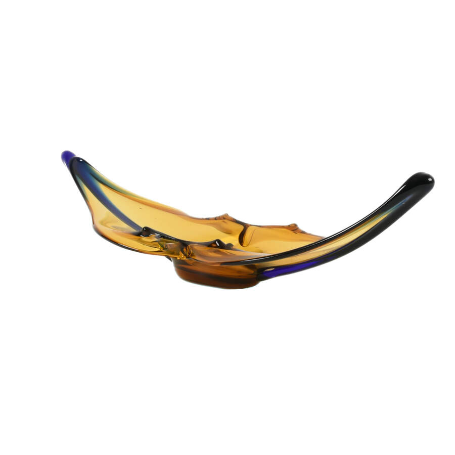 Italian Murano Yellow and Blue Art Glass Footed Bowl-3