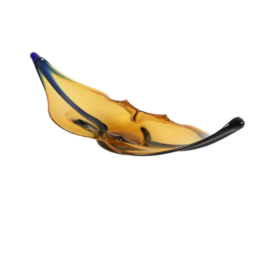 Italian Murano Yellow and Blue Art Glass Footed Bowl-2