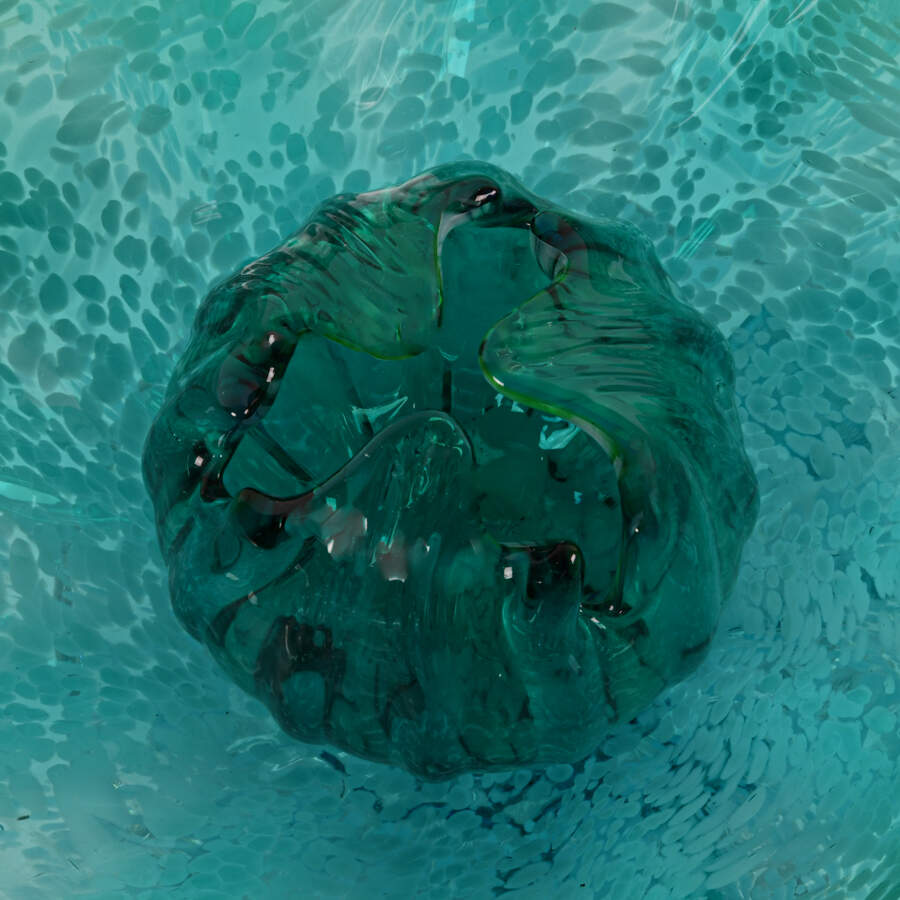 Viz Glass Studio Hand Blown Green Speckle Centerbowl-4